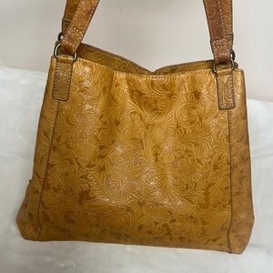 STEVEN By Steve Madden Tooled Floral Tan Leather Shoulder Purse Bag Western
